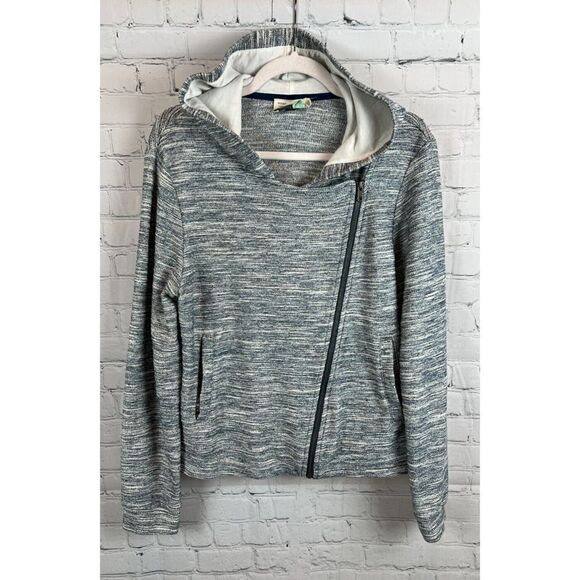 ANTHROPOLOGIE SATURDAY SUNDAY tweed moto hooded pockets sweater cardigan L - Picture 1 of 8